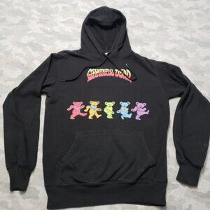 Greatful Dead Sweatshirt Womens Small Black Pullover Hooded‎ Pockets